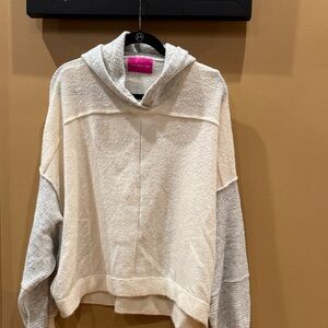 Time After Time: Women Cozy oversized Cream and Gray Women's Hoodie size Large